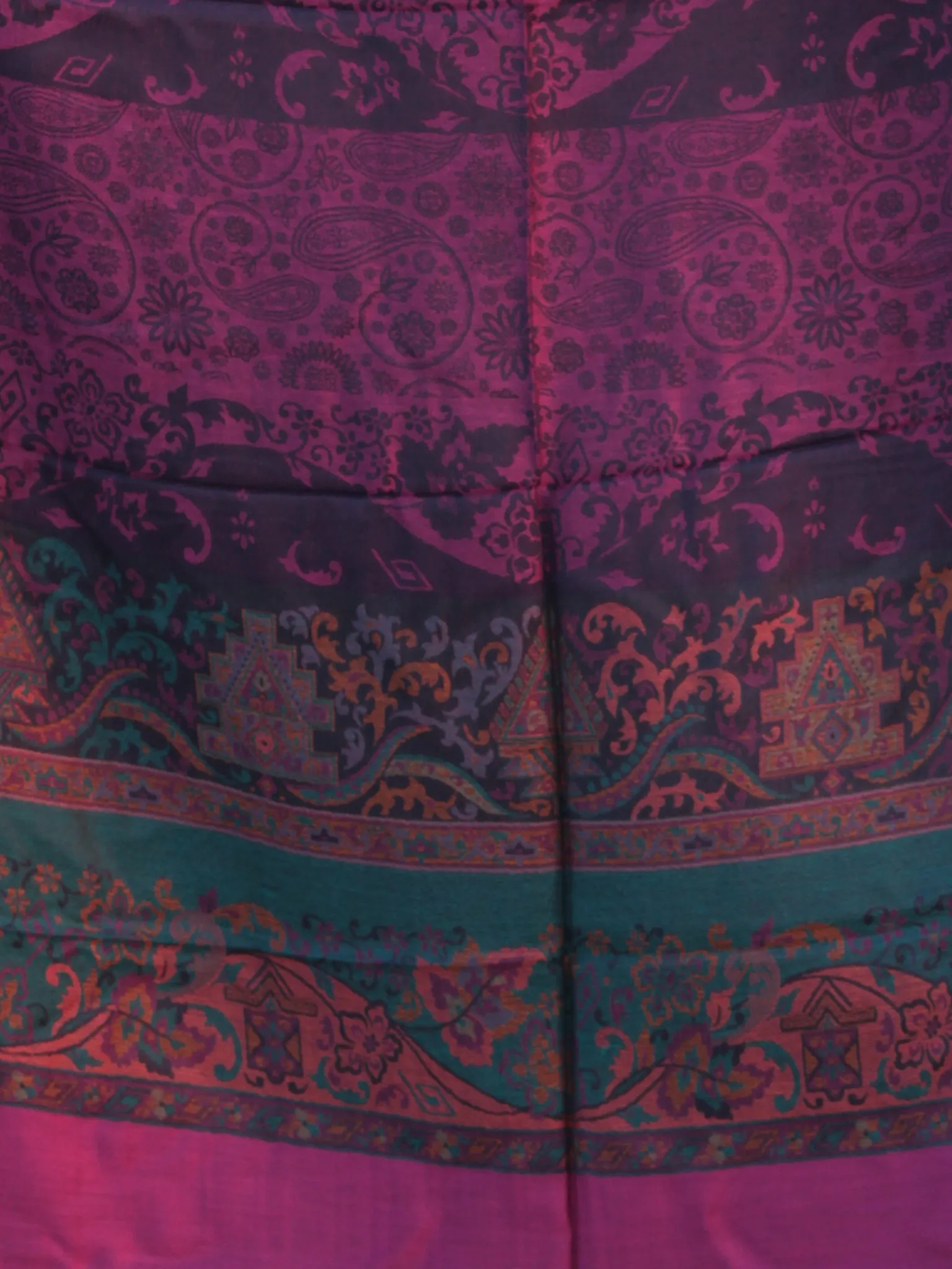 Plum Black Woollen Jamavari Silk Kashmiri Stole- S200540