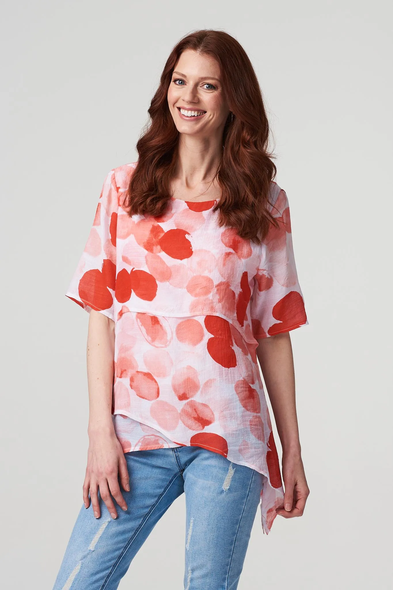 Polka Dot Layered Blouse Top