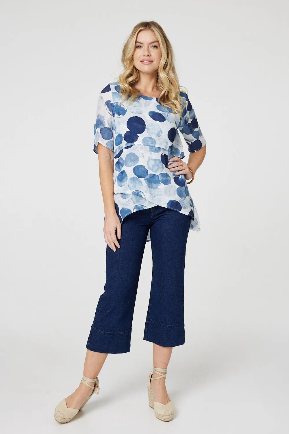 Polka Dot Layered Blouse Top
