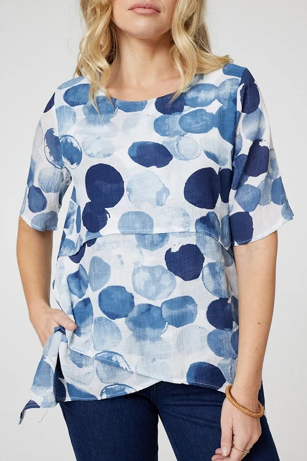 Polka Dot Layered Blouse Top