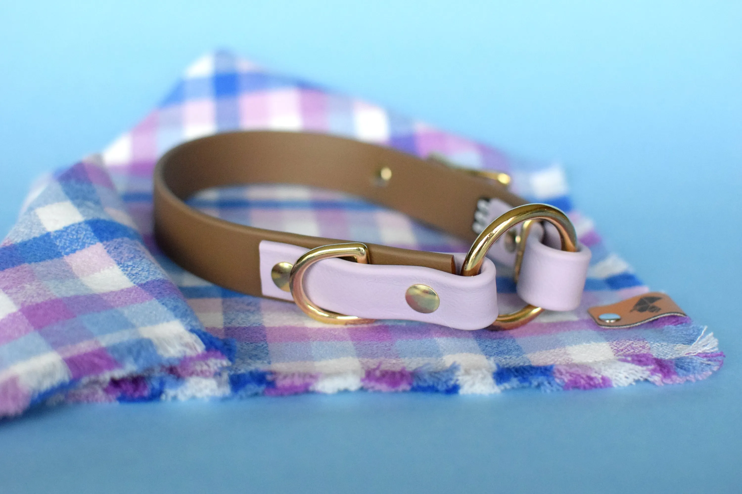 PURPLE RAIN Fringed Flannel Dog Bandana - Snap/Tie On Cotton Scarf