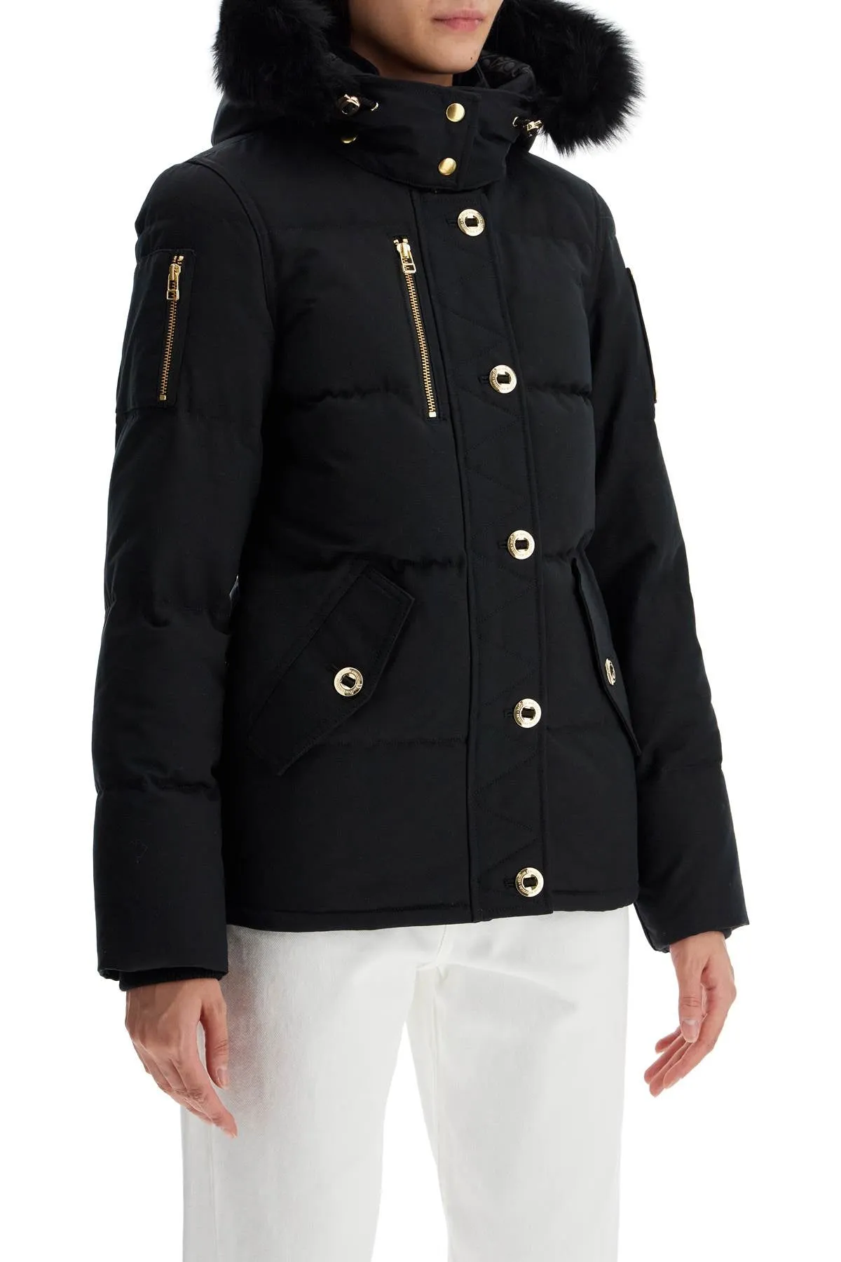 "3q canvas down jacket with shear M34LJ129GS BLK W/BLK SH