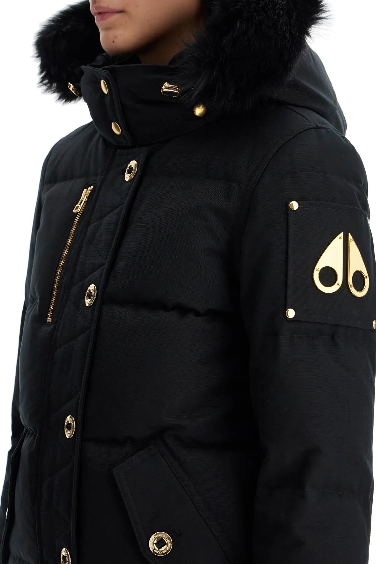 "3q canvas down jacket with shear M34LJ129GS BLK W/BLK SH