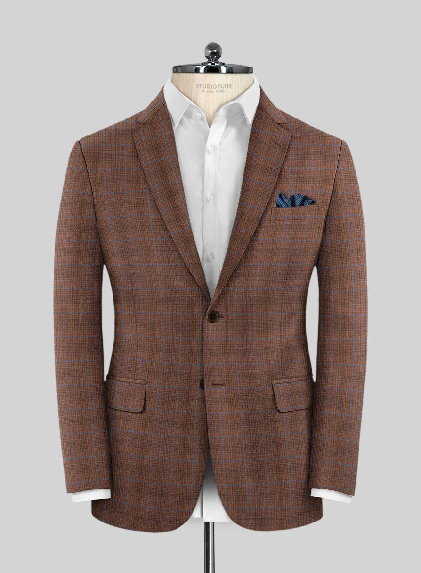 Reda Nutmeg Brown Checks Wool Suit