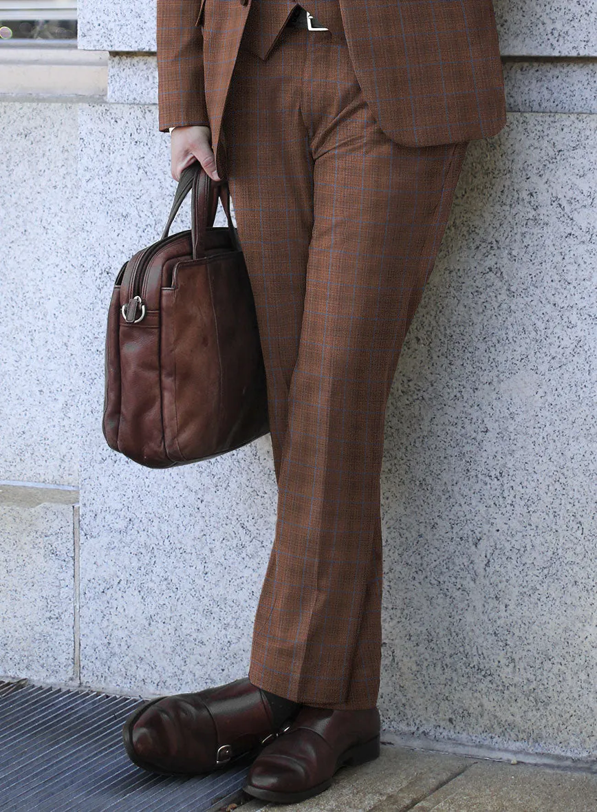 Reda Nutmeg Brown Checks Wool Suit