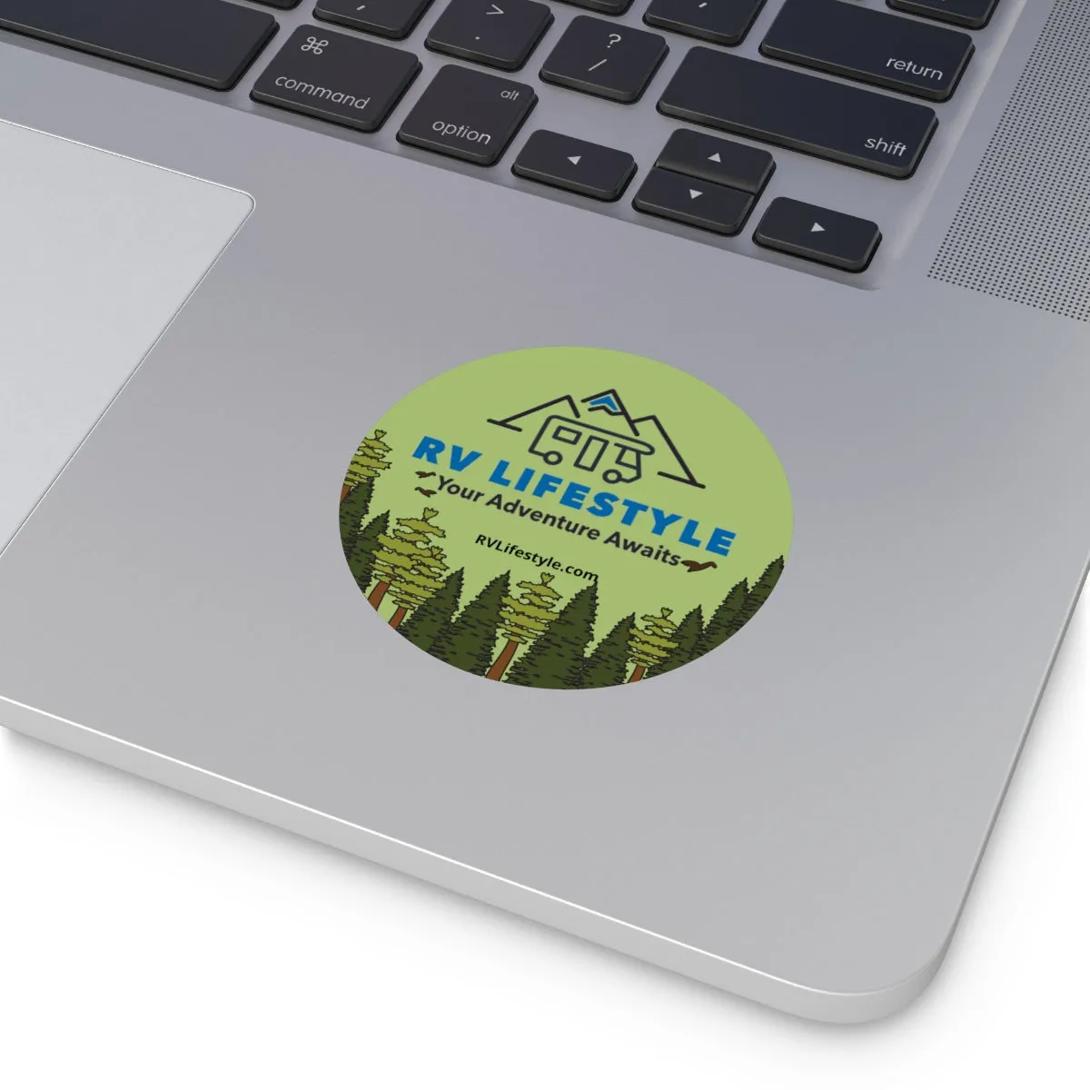 RV Lifestyle Your Adventure Awaits Round Vinyl Sticker