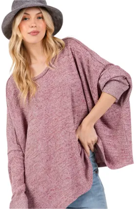 SAGE   FIG Round Neck Batwing Sleeve Oversize Top