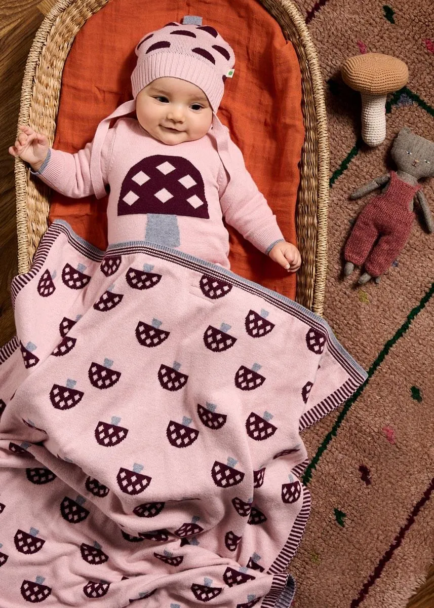 Scout - Dusty Pink Mushroom Knit Baby Blanket