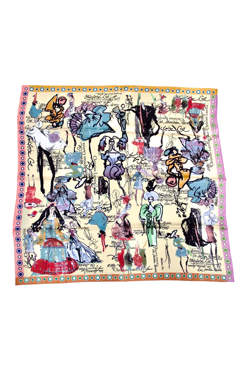 Silk scarf "Croquis" Lacroix - creamy yellow