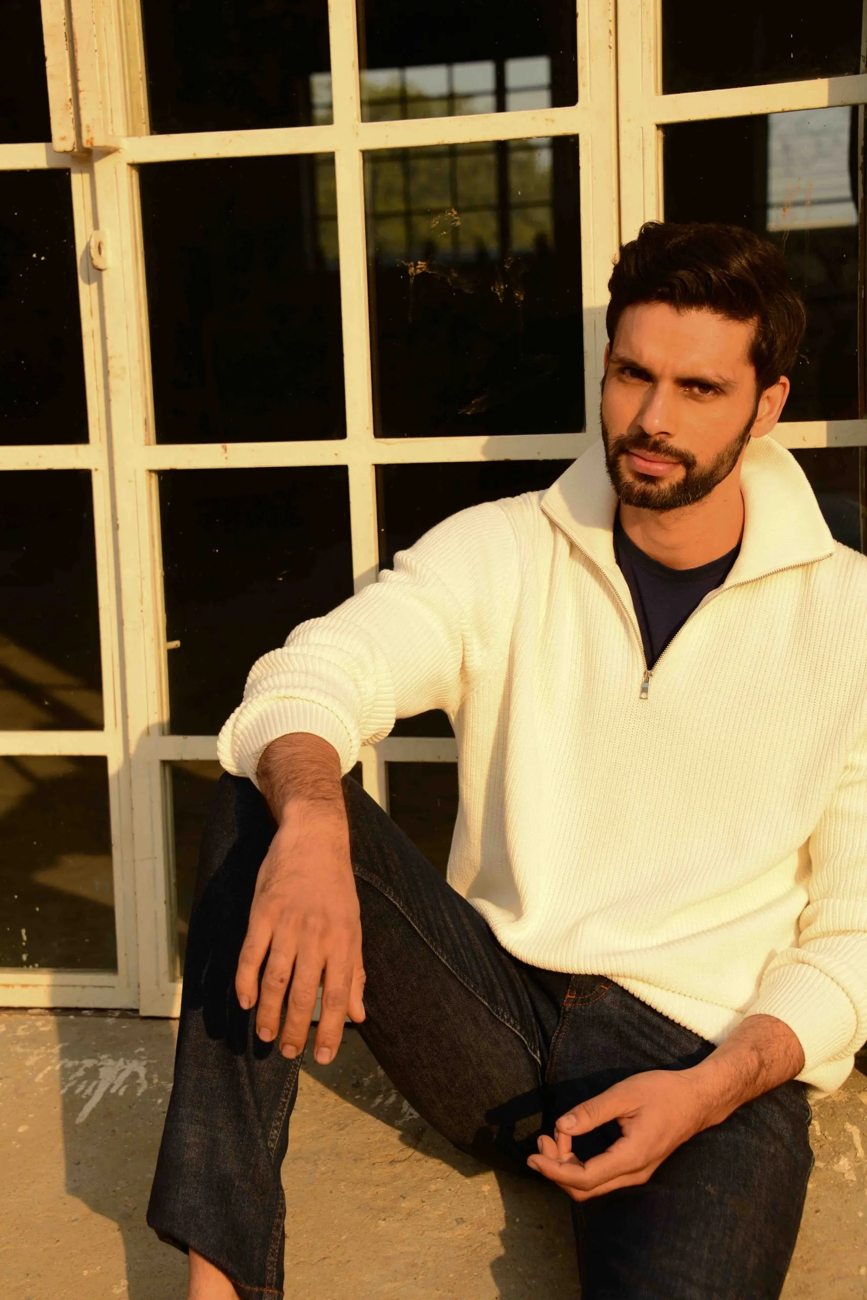 Sons   Fathers Cream Quarter Zip Pullover Sweater