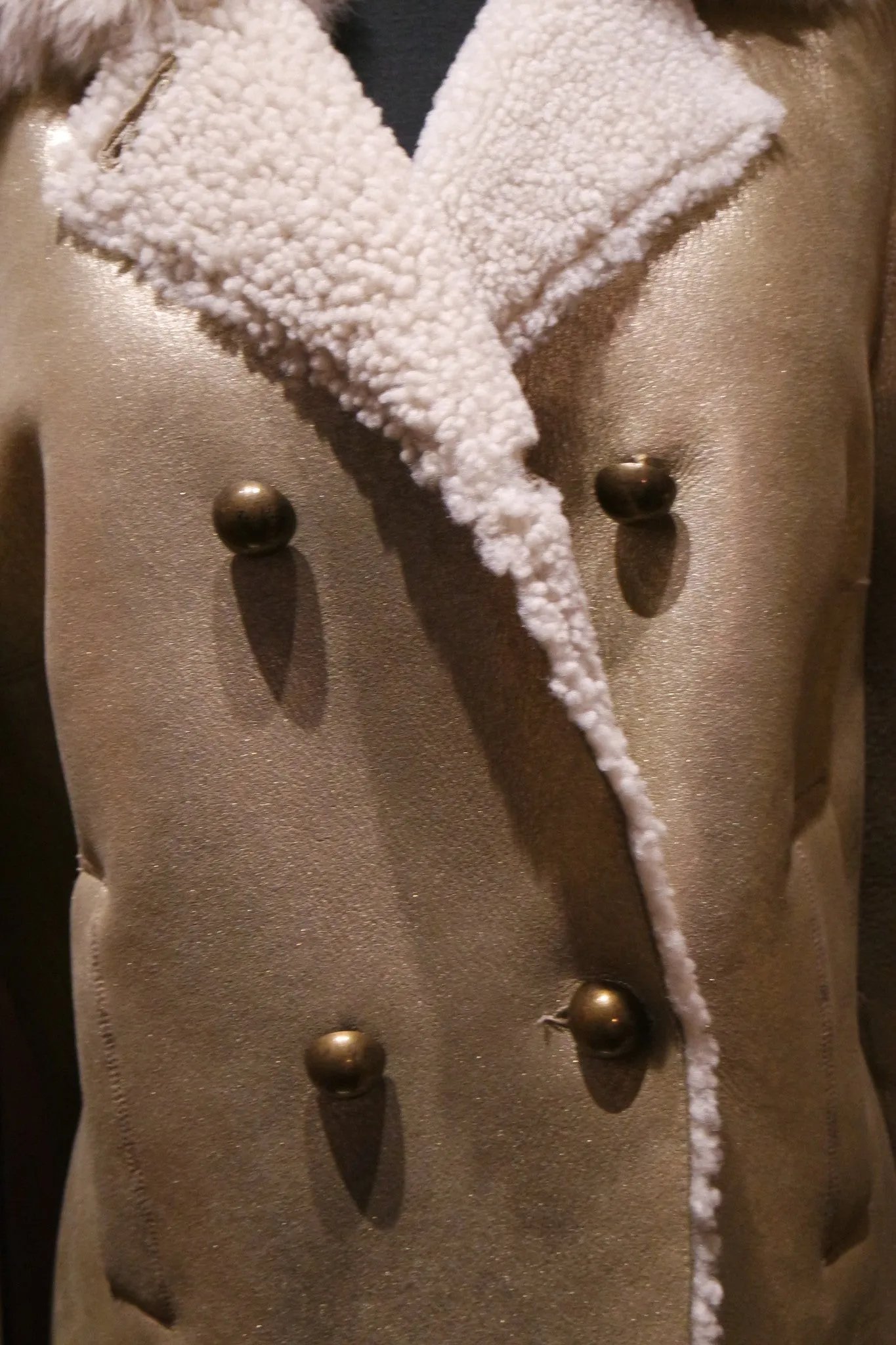 Sprung Freres Gold Nappa Leather/Shearling Jacket
