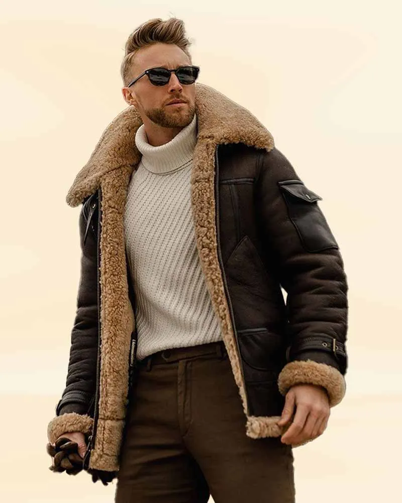 Titan Defender Bomber leather fur Jacket