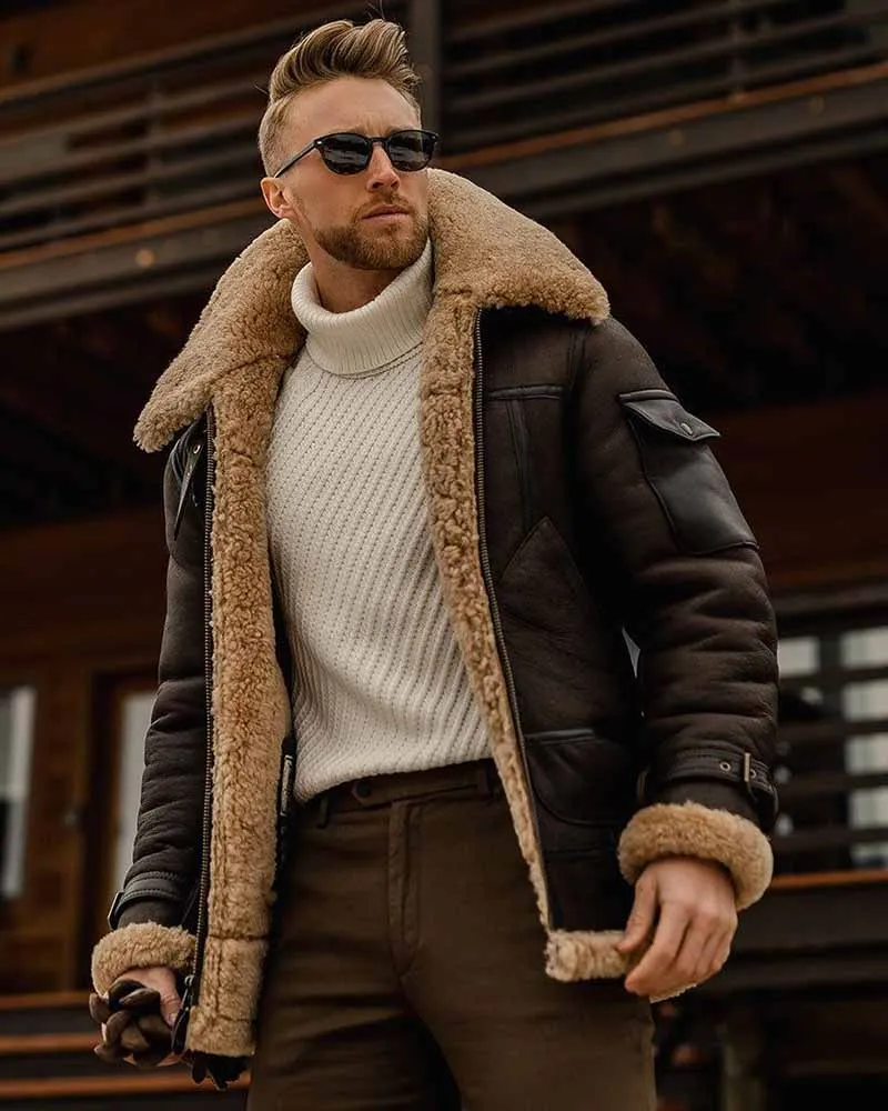 Titan Defender Bomber leather fur Jacket