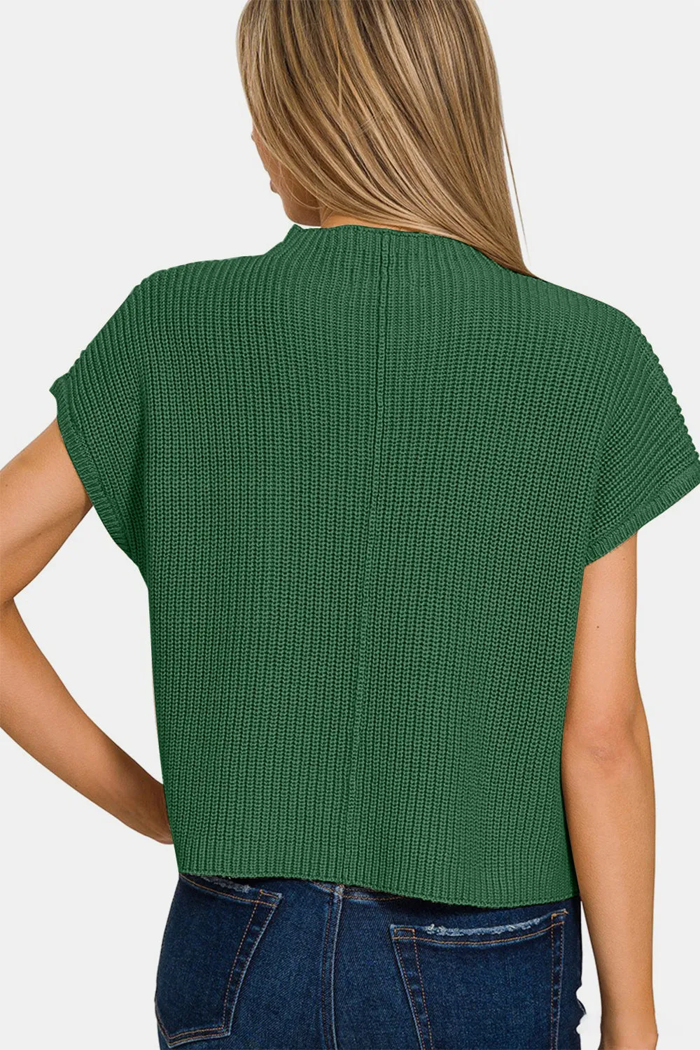 Zoe Mock Neck Short Sleeve Cropped Sweater
